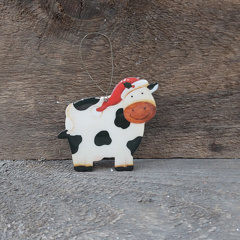 4" Xmas Cow Orn