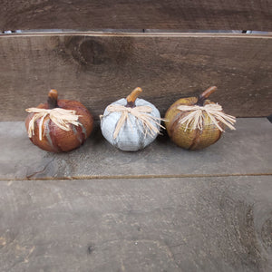 5.3" Pumpkin 'Resin with Raffia Bow 3 Assorted'