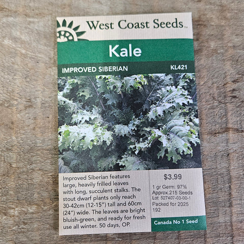 Kale 'Improved Siberian' Seeds - West Coast Seeds