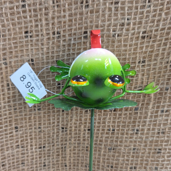 18" Yoga Frog Garden Stake