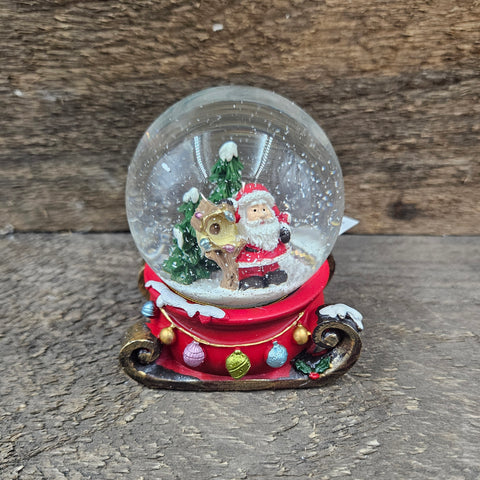 3.5” Red Sleigh Globe w/Cardinals