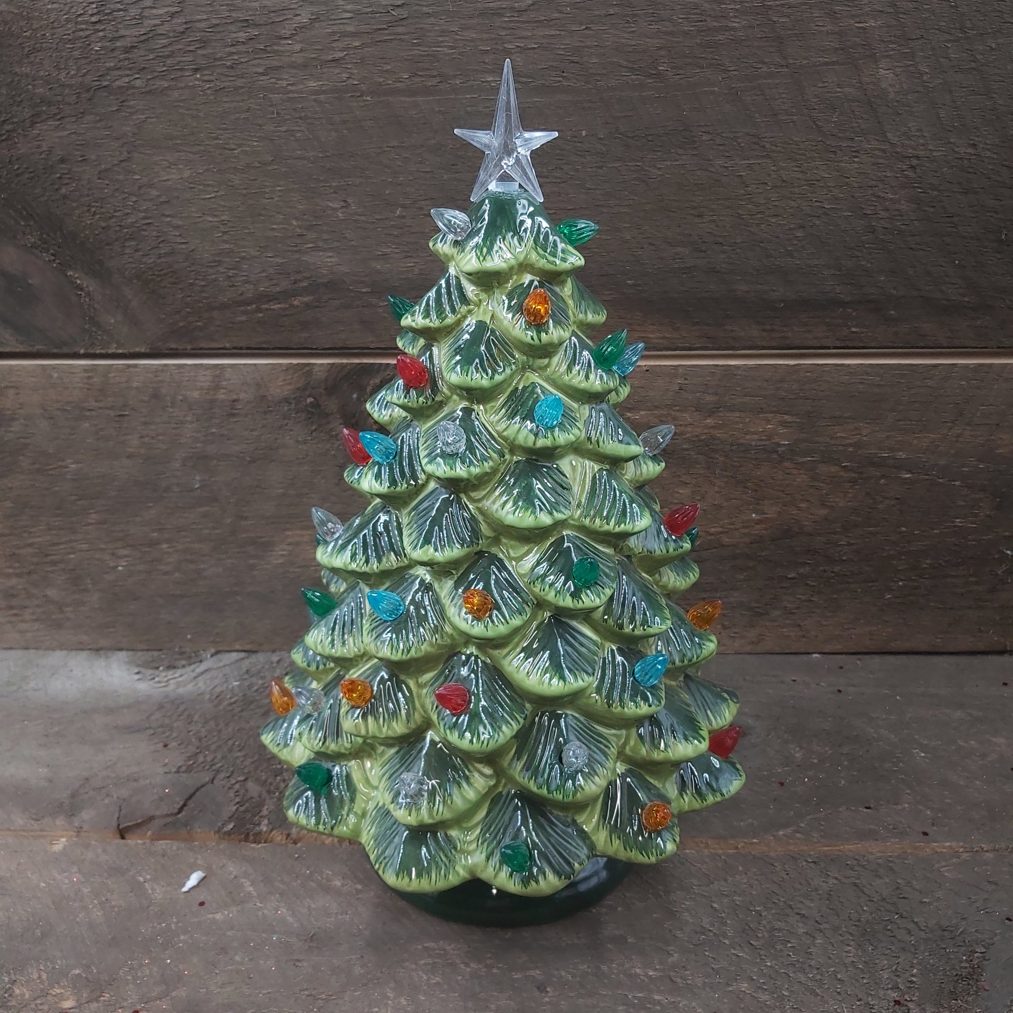 12" Green Xmas Tree s/LED Colour Lights