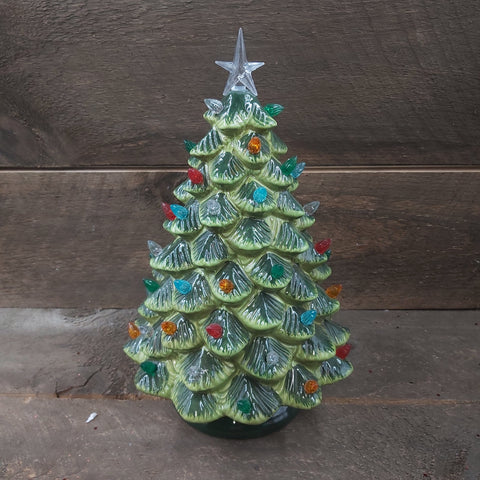 12" Green Xmas Tree s/LED Colour Lights