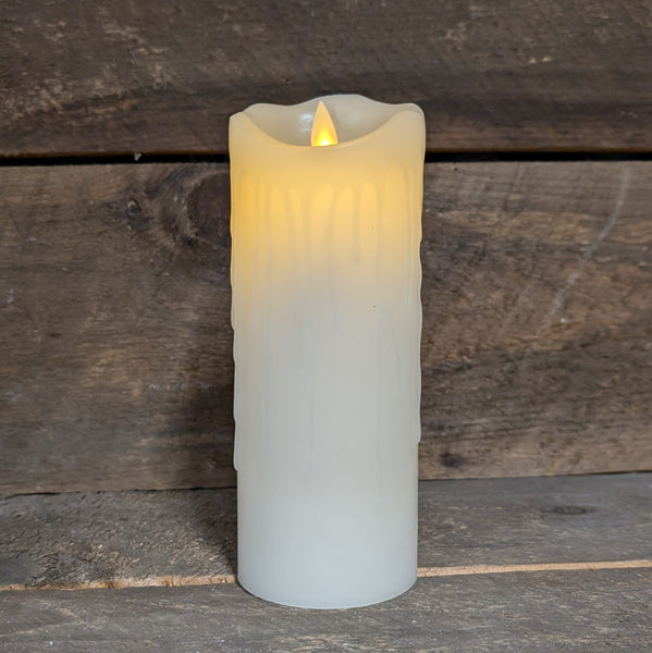 Ivory Dripping Finish Moving Flame LED Pillar Candle