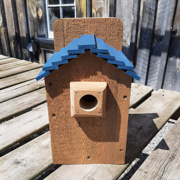 Wood Birdhouse Blue