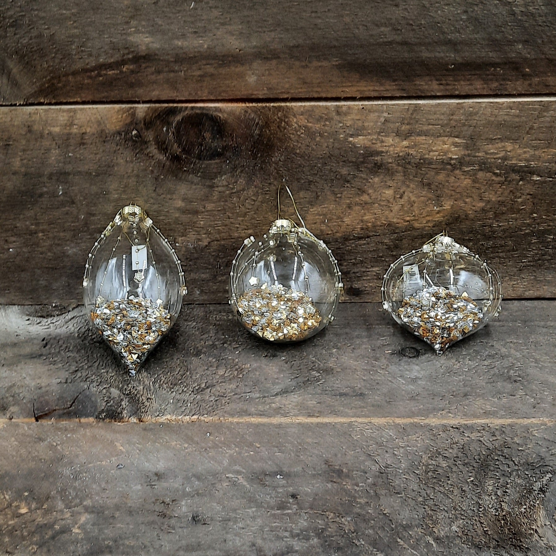 Ball Drop Ornament with Gold Beads