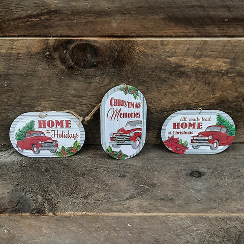 5" Metal 'Holiday Truck' Ornament