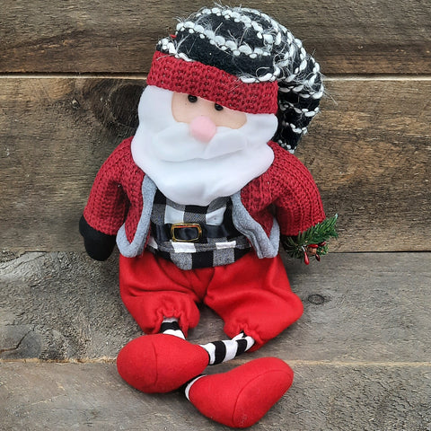 27" Fabric Santa with Knitted Coat