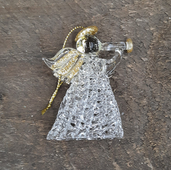 3" Clear and Gold Glass Ornament