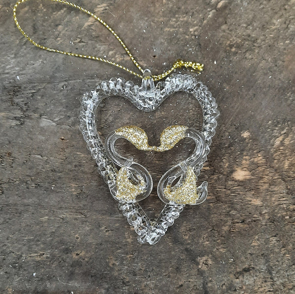 3" Clear and Gold Glass Ornament