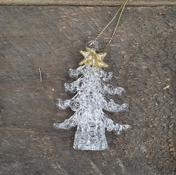 3" Clear and Gold Glass Ornament