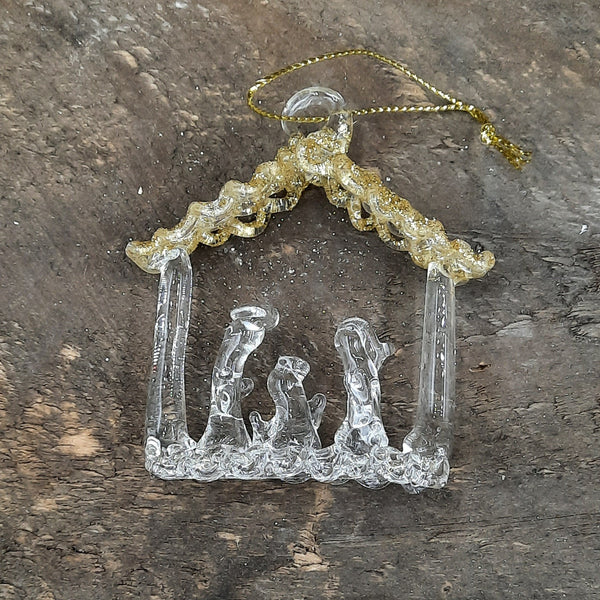 3" Clear and Gold Glass Ornament