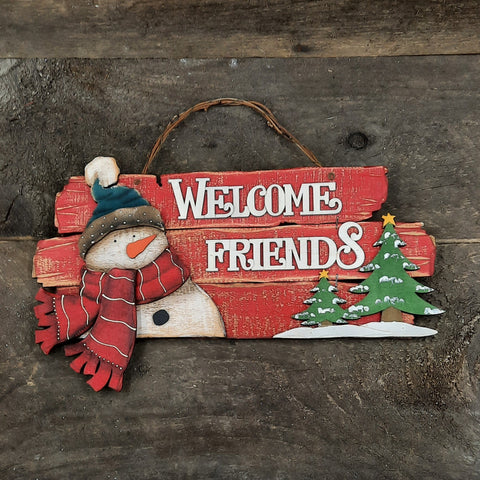 Snowman Welcome Plaque