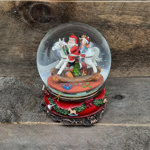 'Rocking Horse Santa' Snow Globe
