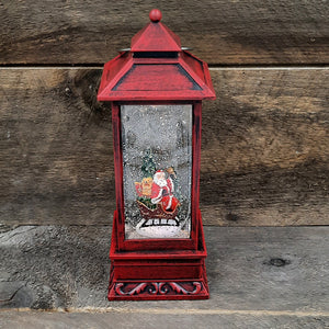 11" 'Santa in Sleigh' Red Lantern