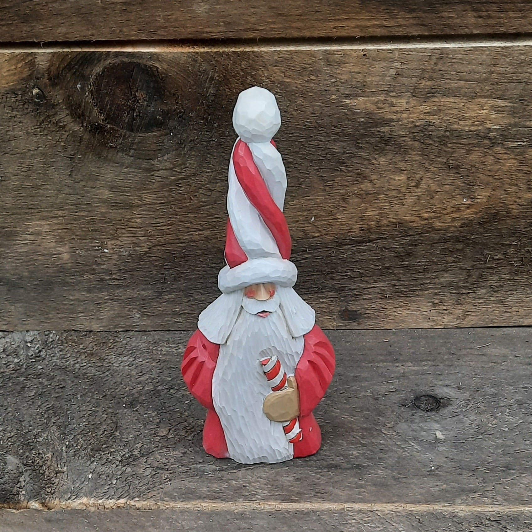 9" 'Candy Cane Tall Hat' Santa