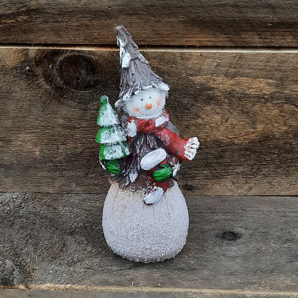 Tree/Broom Snowman Figurine