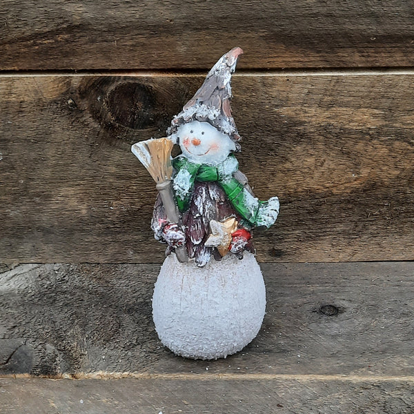 Tree/Broom Snowman Figurine