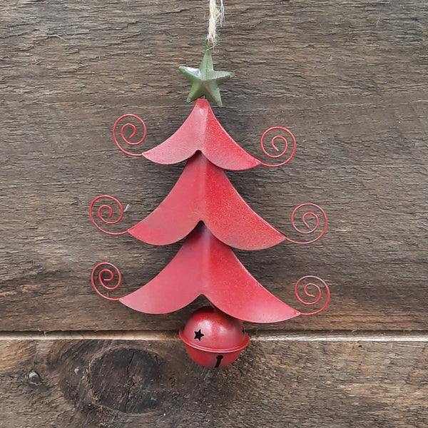 6.5" Red/Green Metal Tree Ornament