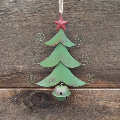 6.5" Red/Green Metal Tree Ornament