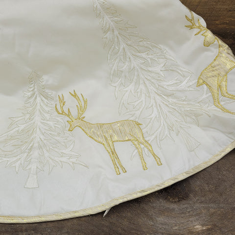 48" Gold Tree and Reindeer Tree Skirt