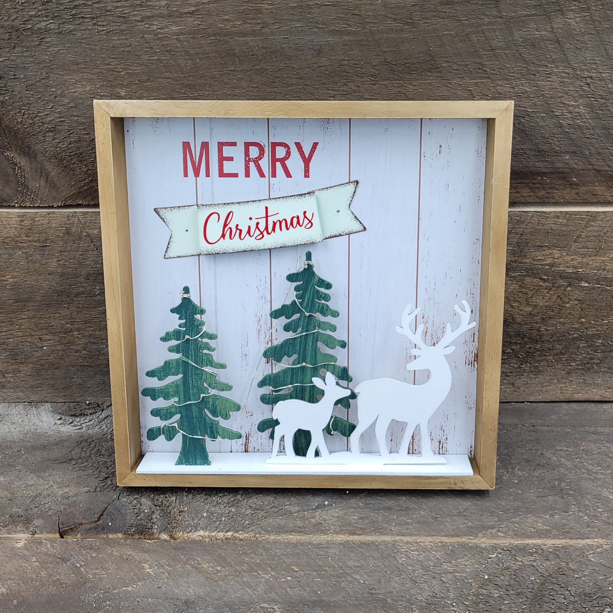 12" LED Merry Christmas Deer Sign