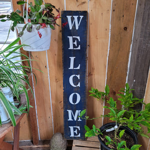 Wood Sign 'Welcome' Blue