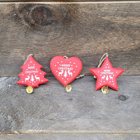 3.5" Red Star/Tree/Heart Ornament