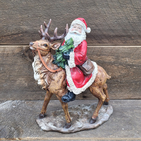 12" 'Classic Santa on Reindeer' Figurine