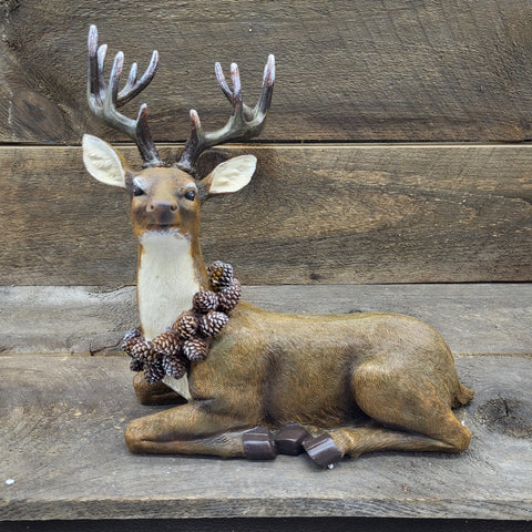 Laying Deer with Wreath